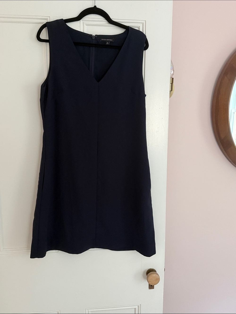 Banana Republic Dark Navy V-Neck Sleeveless Shift Dress